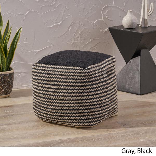 Gdf Studio Allyssa Boho Wool And Cotton Ottoman Pouf