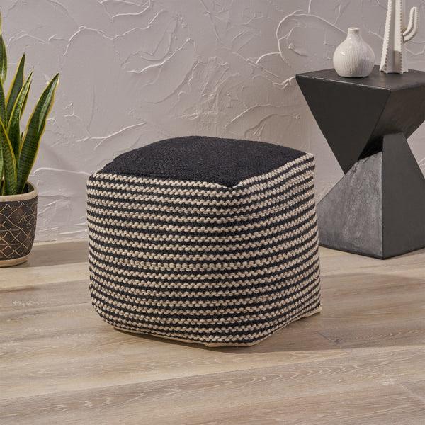 Gdf Studio Allyssa Boho Wool And Cotton Ottoman Pouf
