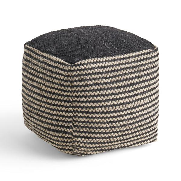 gdf studio Allyssa Boho Wool and Cotton Ottoman Pouf