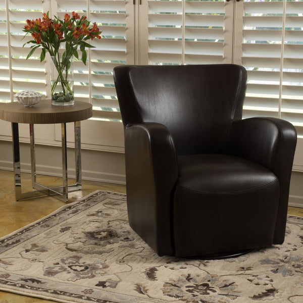 Gdf Studio Almendro Bonded Leather Wingback Swivel Club Chair