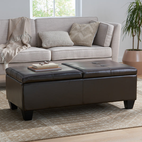 Gdf Studio Alpine Leather Storage Ottoman Coffee Table