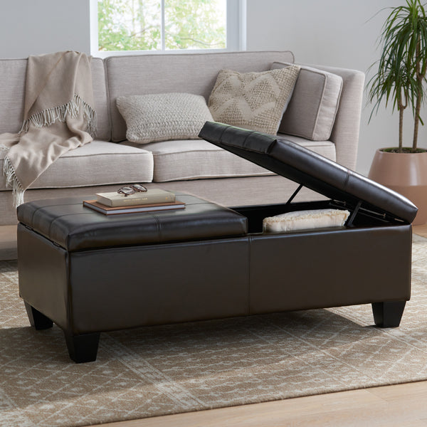 Gdf Studio Alpine Leather Storage Ottoman Coffee Table