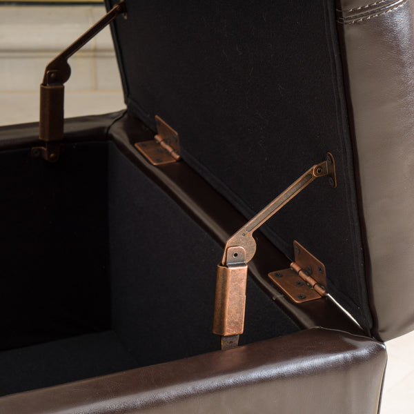 Gdf Studio Alpine Leather Storage Ottoman Coffee Table