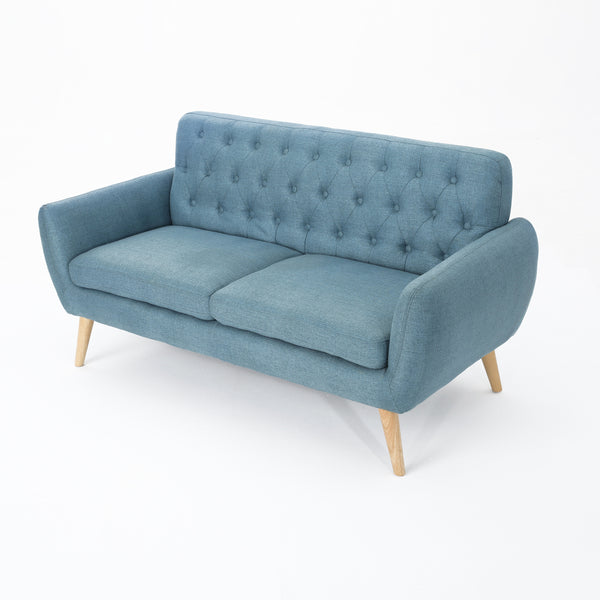Gdf Studio Alscot Mid Century Modern Fabric Tufted Oversized Loveseat
