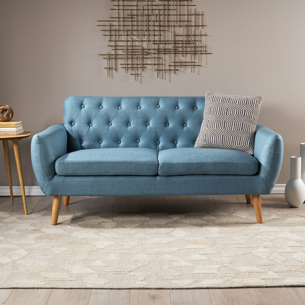 Gdf Studio Alscot Mid Century Modern Fabric Tufted Oversized Loveseat