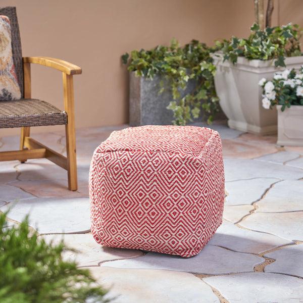 Gdf Studio Alston Outdoor Handcrafted Boho Water-Resistant Pouf