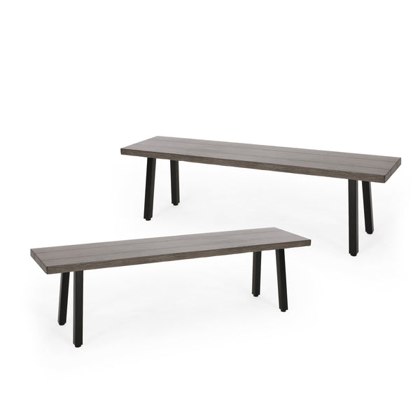 gdf studio Altair Outdoor Aluminum and Steel Dining Bench