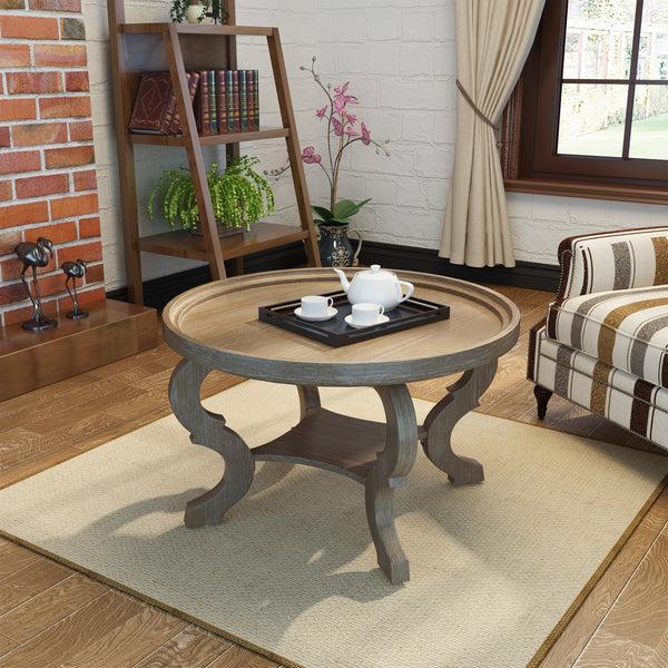 Gdf Studio Alteri Finished Faux Wood Circular Coffee Table