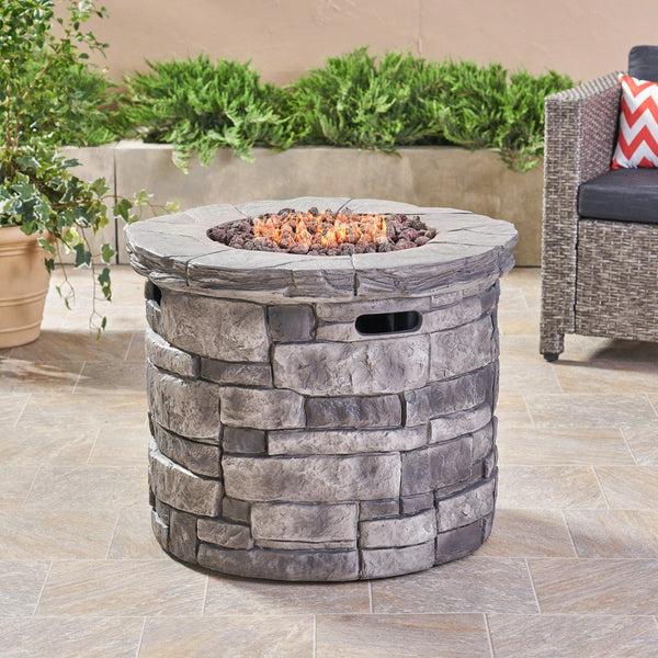 Gdf Studio Altta Outdoor Gray Circular Fire Pit - 40 000 BTU