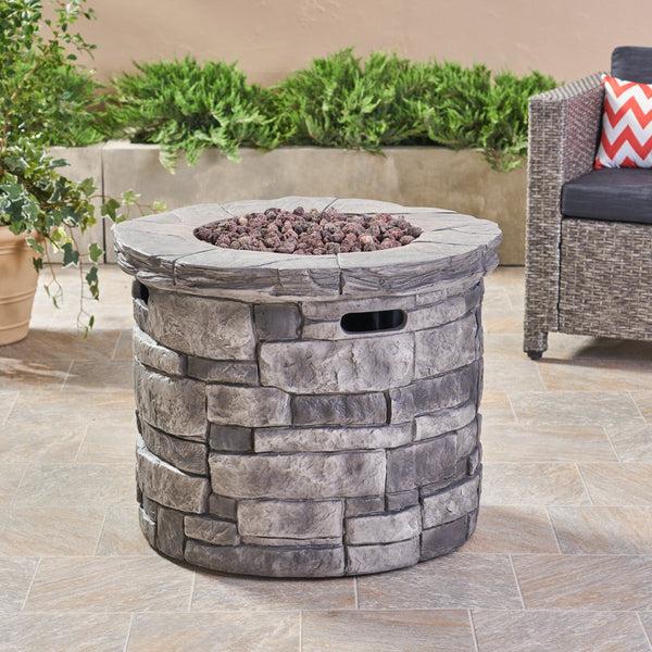 Gdf Studio Altta Outdoor Gray Circular Fire Pit - 40 000 BTU