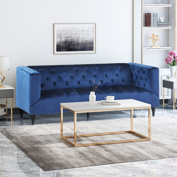 gdf studio Alura Velvet Upholstered Tufted 3 Seater Sofa