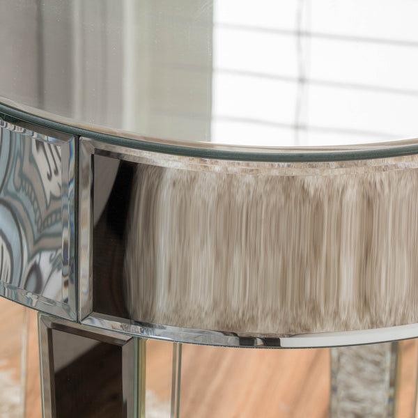 Gdf Studio Alvo Modern Glam Round Mirrored Side Table With Tapered Legs