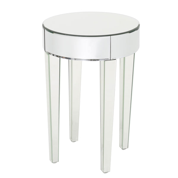 gdf studio Alvo Modern Glam Round Mirrored Side Table with Tapered Legs