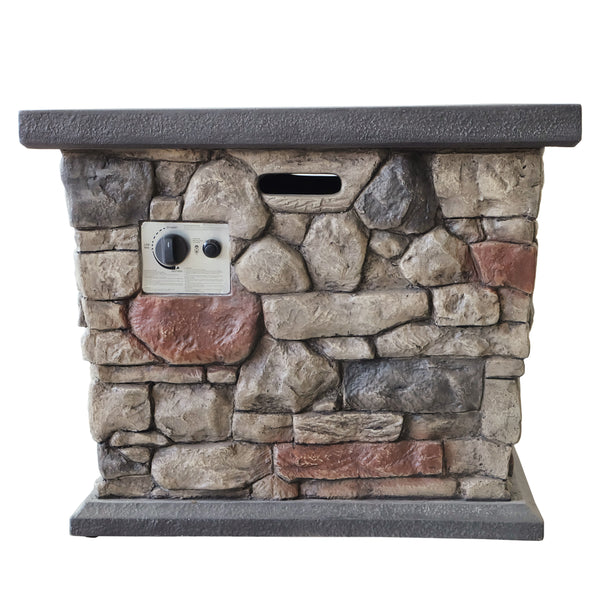 gdf studio Alyna Outdoor Stone Finished Square Fire Pit - 40000 BTU