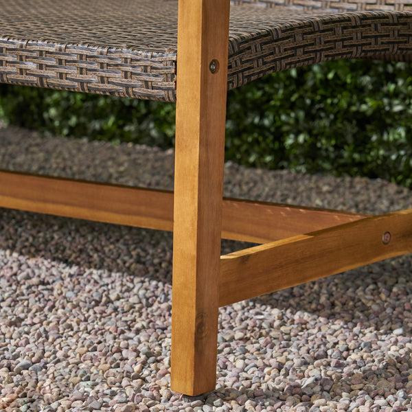 Gdf Studio Alyssa Outdoor 5 Piece Wood And Wicker Sofa Chat Set