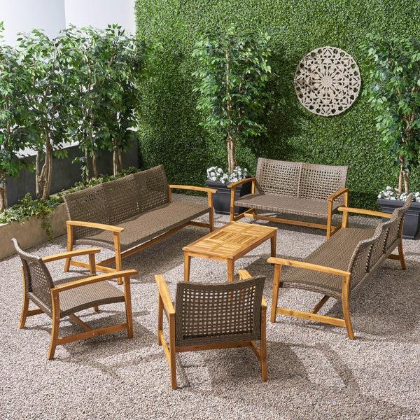 Gdf Studio Alyssa Outdoor 6 Piece Sofa And Loveseat Chat Set
