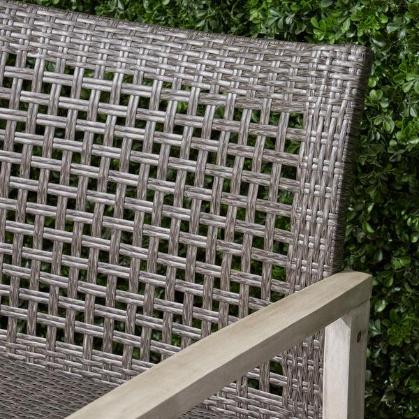 Gdf Studio Alyssa Outdoor 9 Piece Wood And Wicker Chat Set