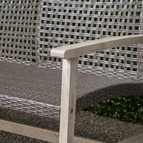 Gdf Studio Alyssa Outdoor 9 Piece Wood And Wicker Chat Set