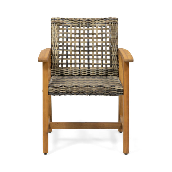 Gdf Studio Alyssa Outdoor Acacia Wood And Wicker Dining Chair (Set Of 2)