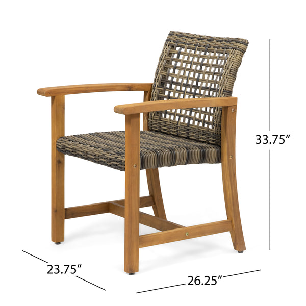 Gdf Studio Alyssa Outdoor Acacia Wood And Wicker Dining Chair (Set Of 2)