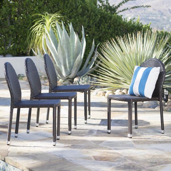 Gdf Studio Amallie Outdoor Wicker Stacking Chairs With An Aluminum Frame (Set Of 4)