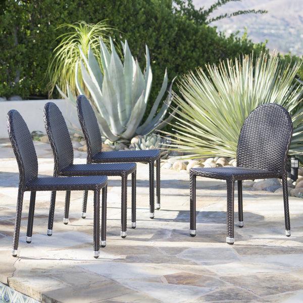 Gdf Studio Amallie Outdoor Wicker Stacking Chairs With An Aluminum Frame (Set Of 4)
