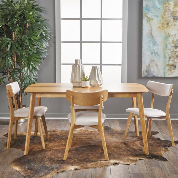 Gdf Studio Aman Mid Century Natural Oak Finished 5 PC Dining Set
