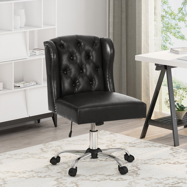 Gdf Studio Amar Contemporary Wingback Tufted Swivel Office Chair