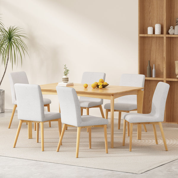 Gdf Studio Amesbury Wood And Fabric 7 Piece Dining Set