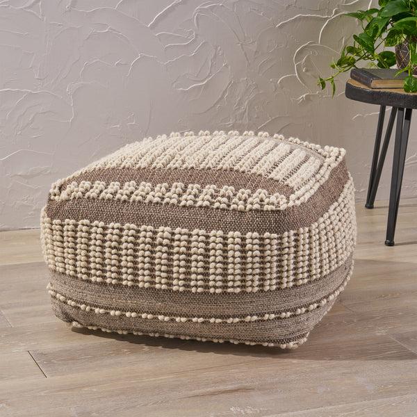Gdf Studio Amiriah Boho Wool And Cotton Ottoman Pouf