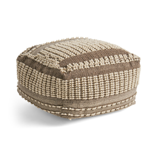 gdf studio Amiriah Boho Wool and Cotton Ottoman Pouf