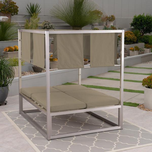 Gdf Studio Amos Outdoor Aluminum Daybed With Canopy