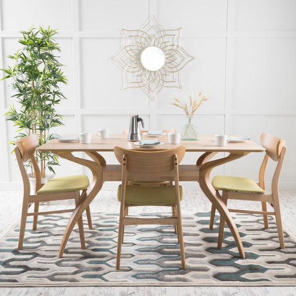 Gdf Studio Amundsen Natural Oak Finish Curved Leg Rectangular 5 Piece Dining Set