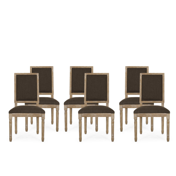 Gdf Studio Amy French Country Wood Upholstered Dining Chair (Set Of 6)