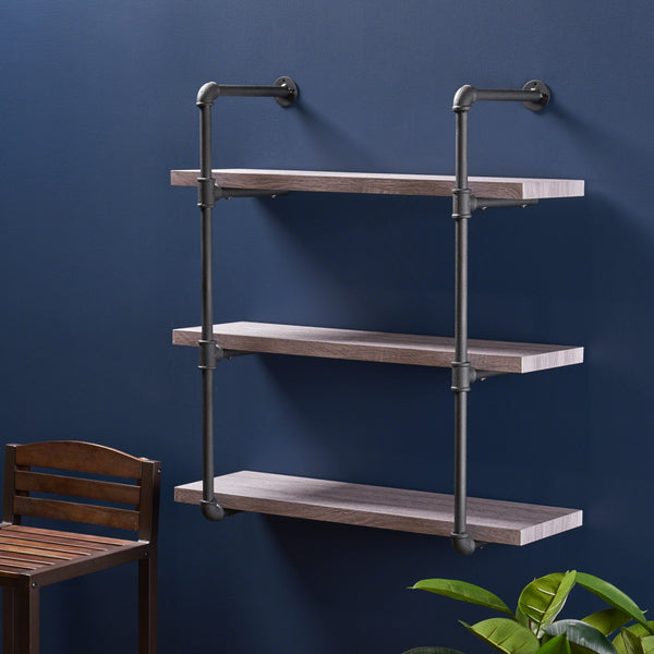 Gdf Studio Amya Industrial Pipe Design 3-Tier Wall Mount Floating Shelf