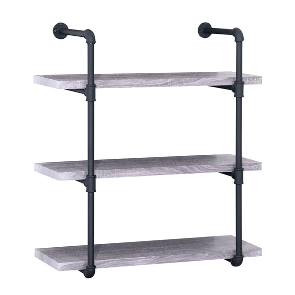 gdf studio Amya Industrial Pipe Design 3-Tier Wall Mount Floating Shelf