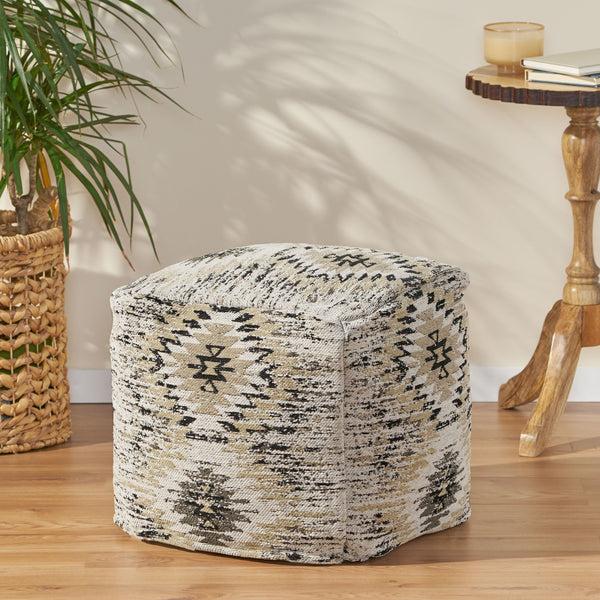 Gdf Studio Anastyn Hand Loomed Boho Fabric Cube Pouf