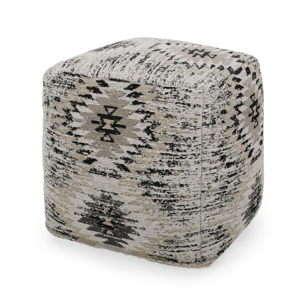 gdf studio Anastyn Hand Loomed Boho Fabric Cube Pouf
