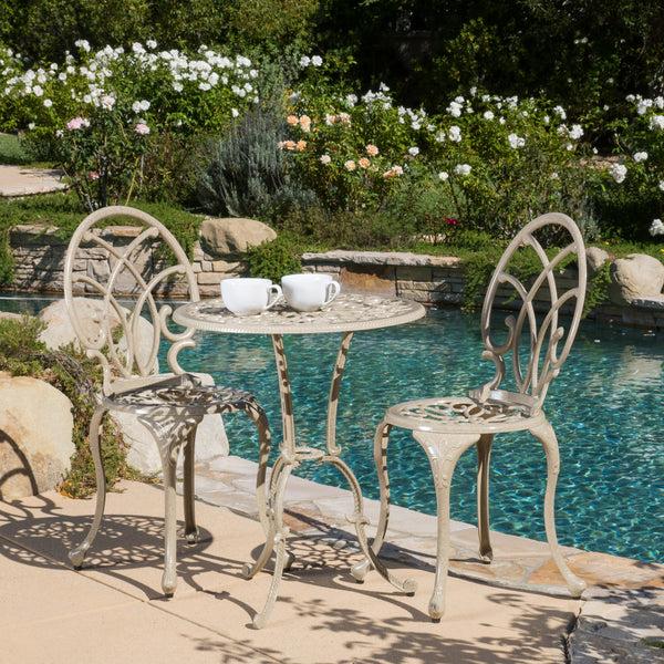 Gdf Studio Andover Outdoor 3-Piece Aluminum Bistro Set