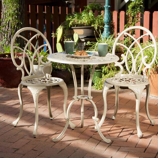 Gdf Studio Andover Outdoor 3-Piece Aluminum Bistro Set