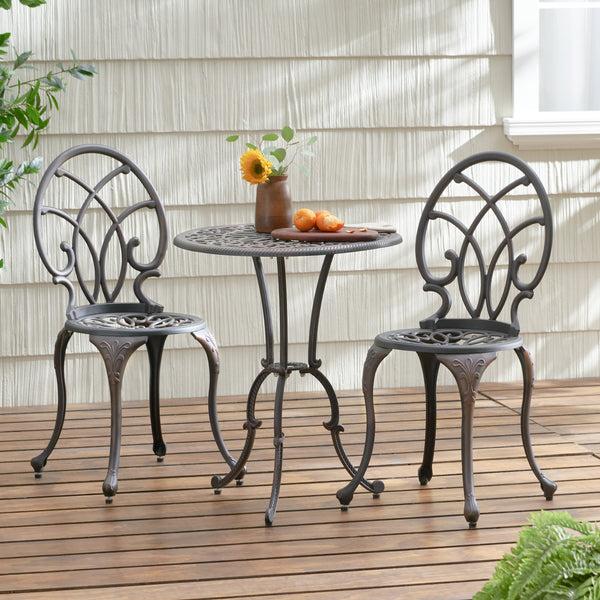 gdf studio Andover Outdoor 3-Piece Aluminum Bistro Set