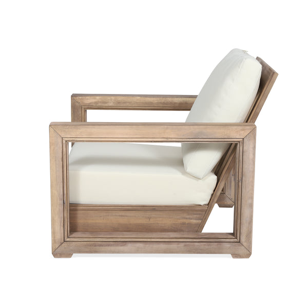 Gdf Studio Andrae Outdoor Acacia Wood Club Chair With Cushion For Patio Garden Balcony