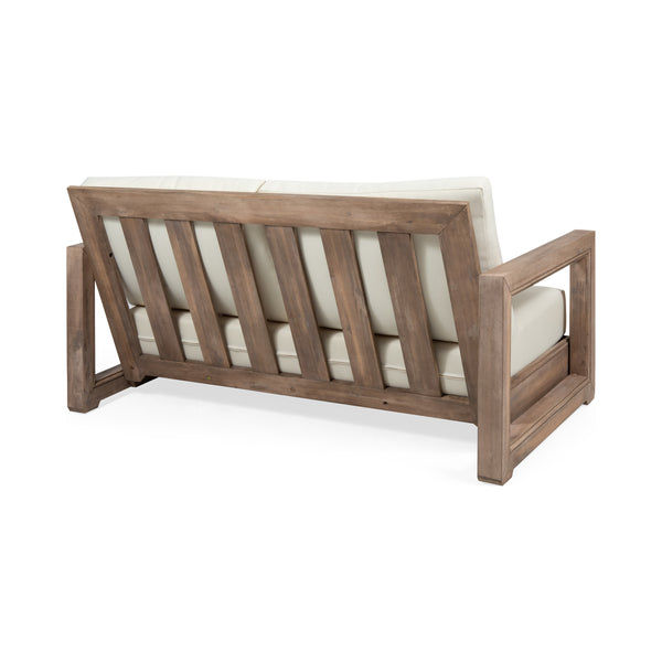 Gdf Studio Andrae Outdoor Acacia Wood Loveseat Set With Coffee Table