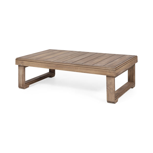 Gdf Studio Andrae Outdoor Acacia Wood Loveseat Set With Coffee Table