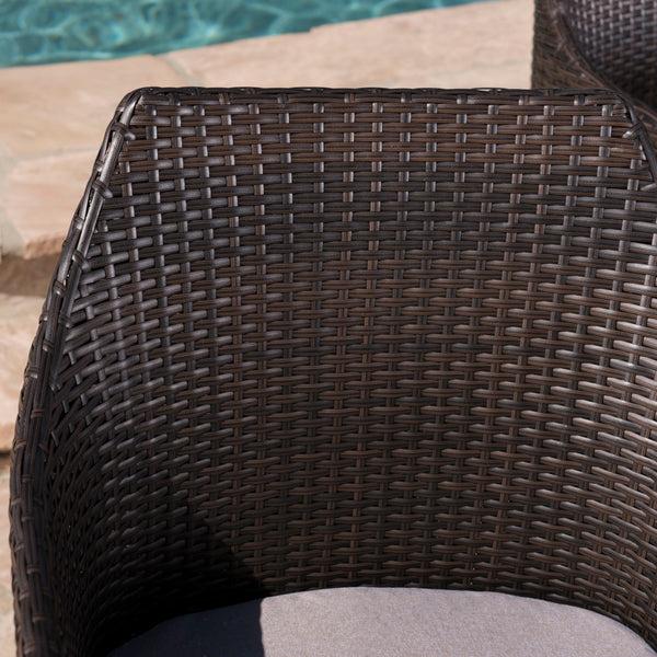 Gdf Studio Andre Outdoor 7 Piece Wicker Hexagon Dining Set With Water Resistant Cushions