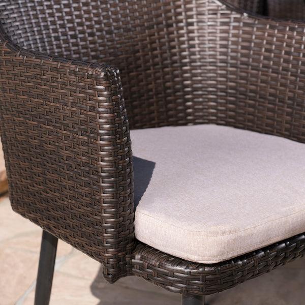 Gdf Studio Andre Outdoor 7 Piece Wicker Hexagon Dining Set With Water Resistant Cushions