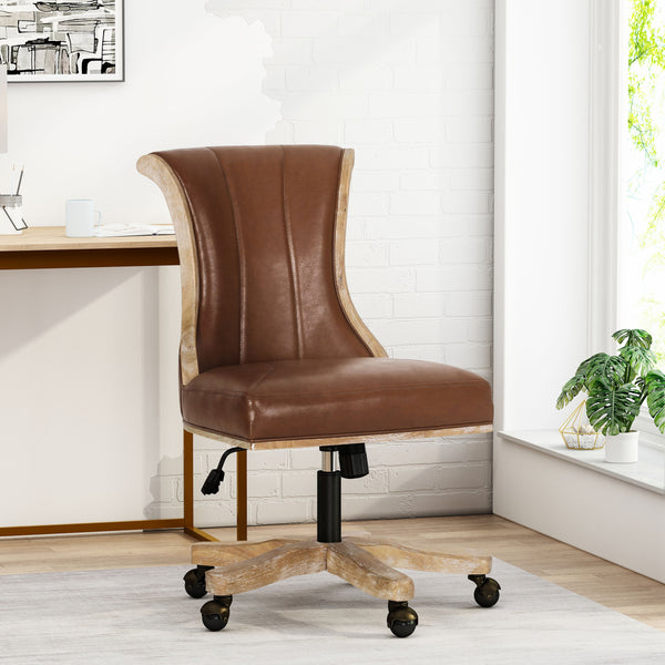 gdf studio Andrea Contemporary Upholstered Roll Back Swivel Office Chair