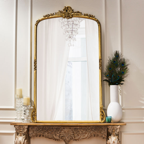 Gdf Studio Andrea Traditional Handcrafted Over Mantle Mirror Antique Gold