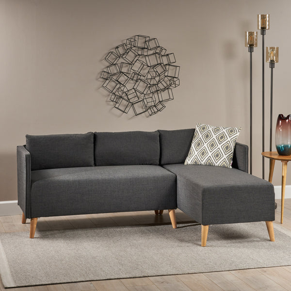 Gdf Studio Andresen Mid Century Modern Fabric Chaise Sectional