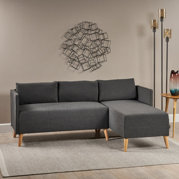 Gdf Studio Andresen Mid Century Modern Fabric Chaise Sectional